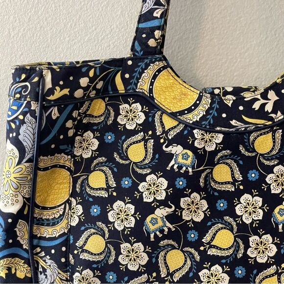 Vera Bradley Ella Blue Elephant Print Tote Bag 16x11 - Picture 8 of 16